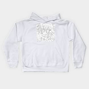 Hand-drawn pencil vgetable nature pattern on white Kids Hoodie